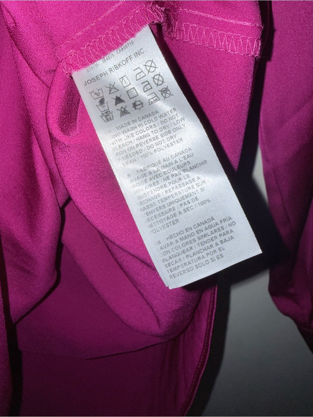 Joseph Ribkoff Bright Fuchsia Satin V-Neck Blouse Size 6 - Picture 5 of 12